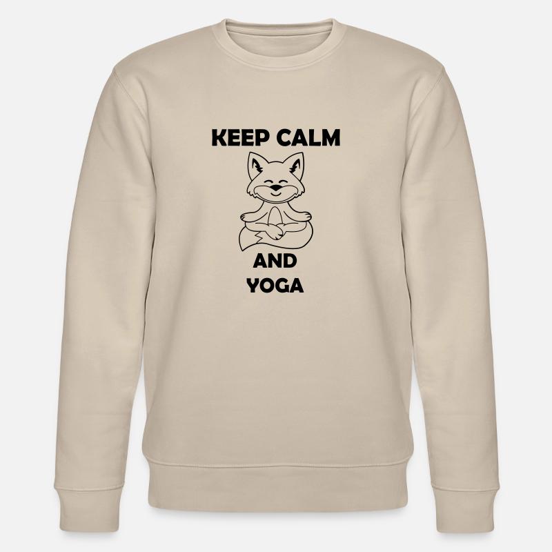 yoga fuchs keep calm - Stanley/Stella Unisex Bio-Sweatshirt CHANGER  - Beige