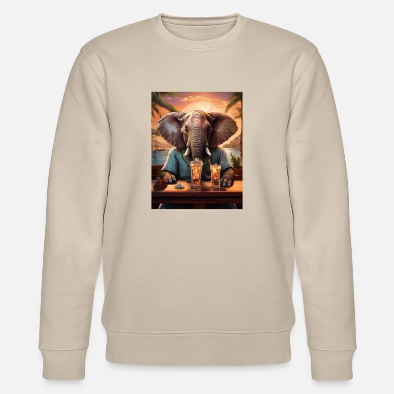 Elefant an der Bar - Stanley/Stella Unisex Bio-Sweatshirt CHANGER  - Beige