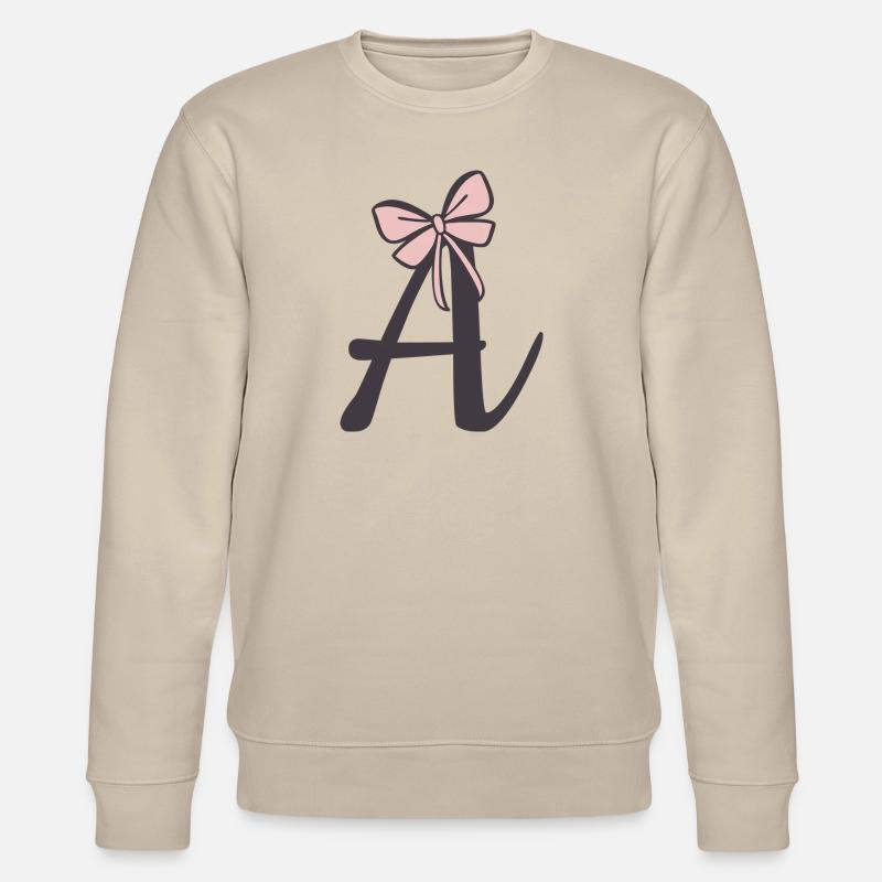 Lettre initiale A ruban - Sweat bio CHANGER Stanley/Stella Unisexe - beige