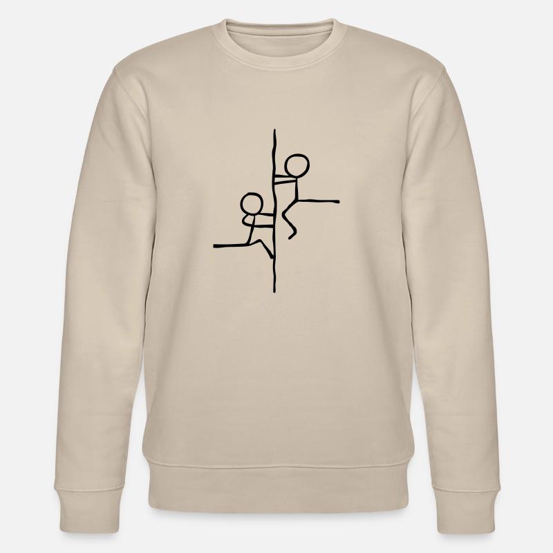 Strichmännchen klettern am Seil - Stanley/Stella Unisex Bio-Sweatshirt CHANGER  - Beige