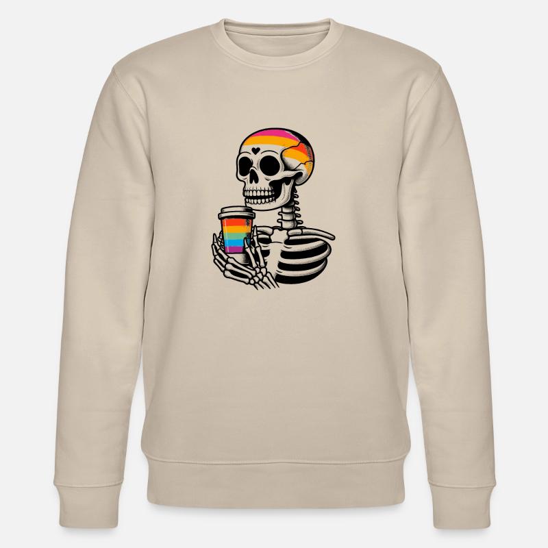 Skeleton with coffee - Skeleton Coffee - Stanley/Stella CHANGER Unisex Organic Sweatshirt - beige