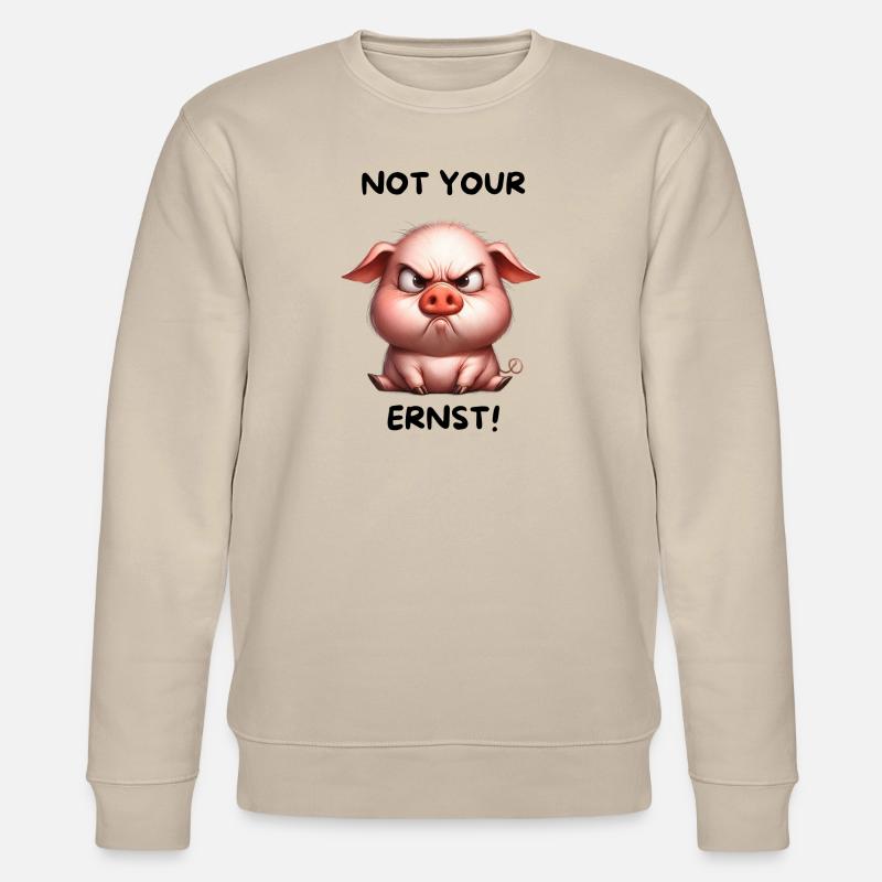 Ernsthaftes Schweinchen - Stanley/Stella Unisex Bio-Sweatshirt CHANGER  - Beige