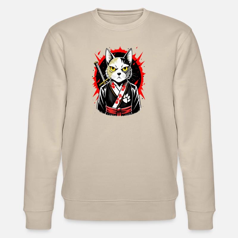 Chat samouraï - Sweat bio CHANGER Stanley/Stella Unisexe - beige