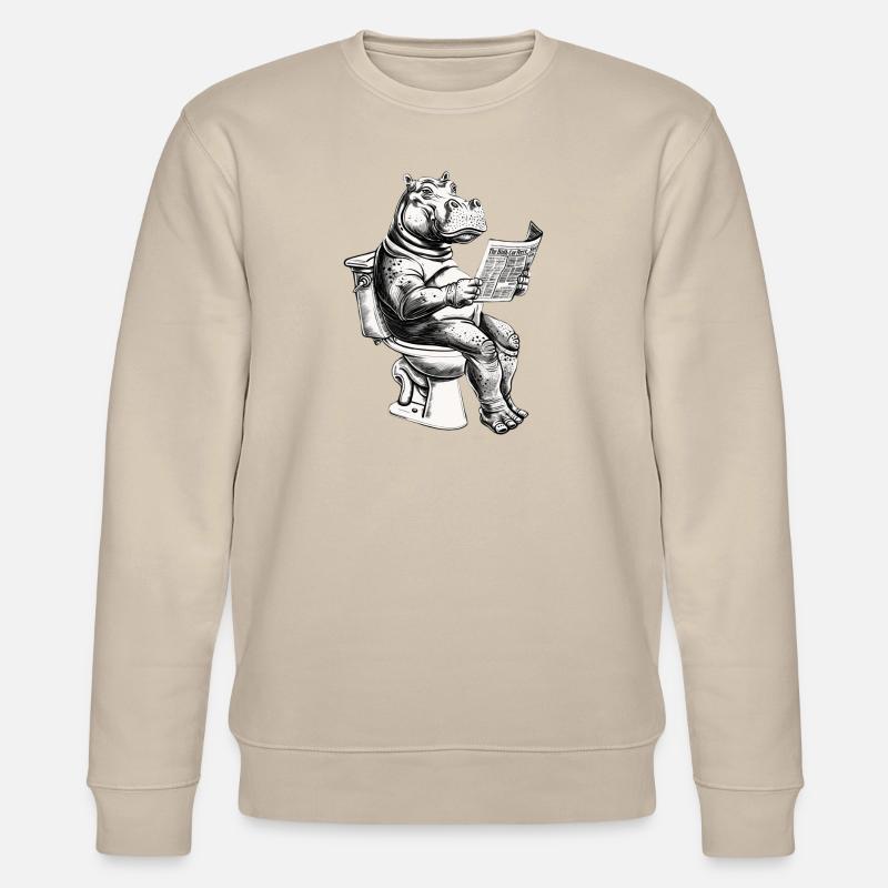 Lachendes Nilpferd mit Zeitung - Stanley/Stella Unisex Bio-Sweatshirt CHANGER  - Beige