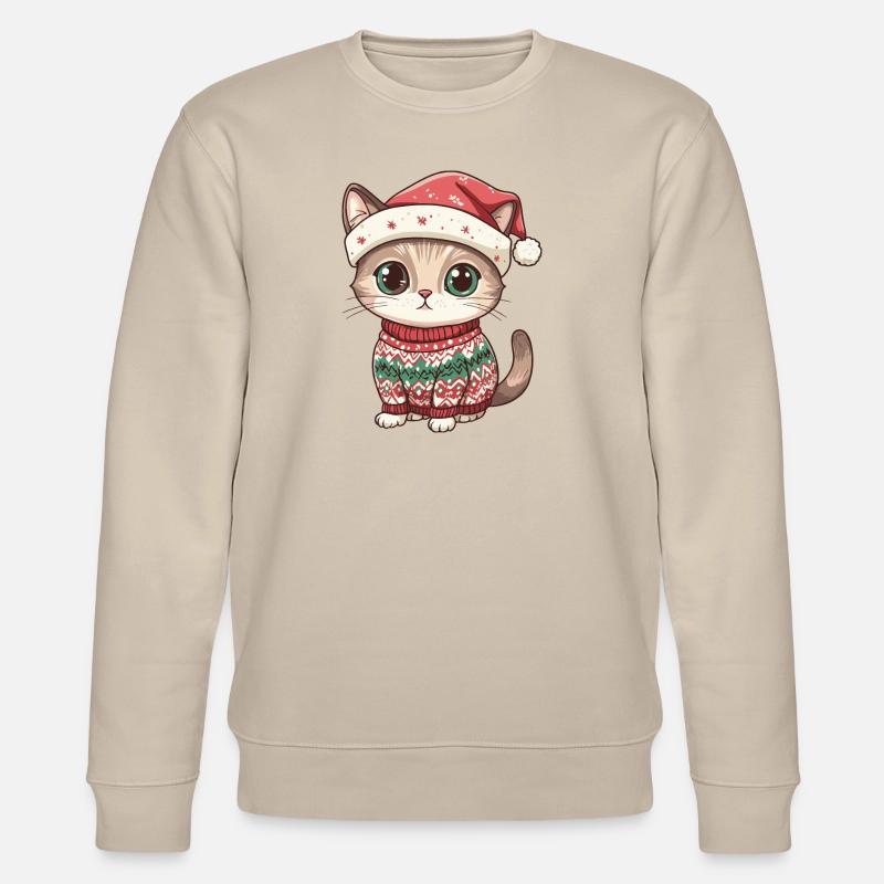 Katze Weihnachten Comic - Stanley/Stella Unisex Bio-Sweatshirt CHANGER  - Beige