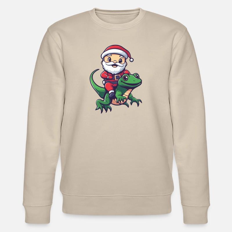 Echse Weihnachtsmann Cartoon - Stanley/Stella Unisex Bio-Sweatshirt CHANGER  - Beige