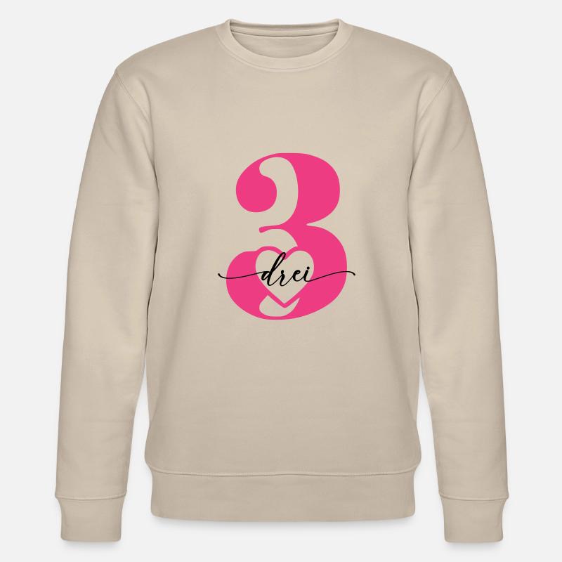 Chiffre Trois 3 avec cœur - Sweat bio CHANGER Stanley/Stella Unisexe - beige