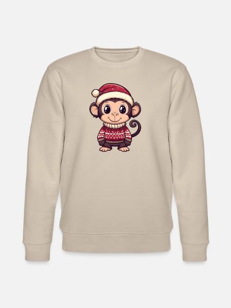 Monkey Christmas Comic - Stanley/Stella CHANGER Unisex Organic Sweatshirt - beige
