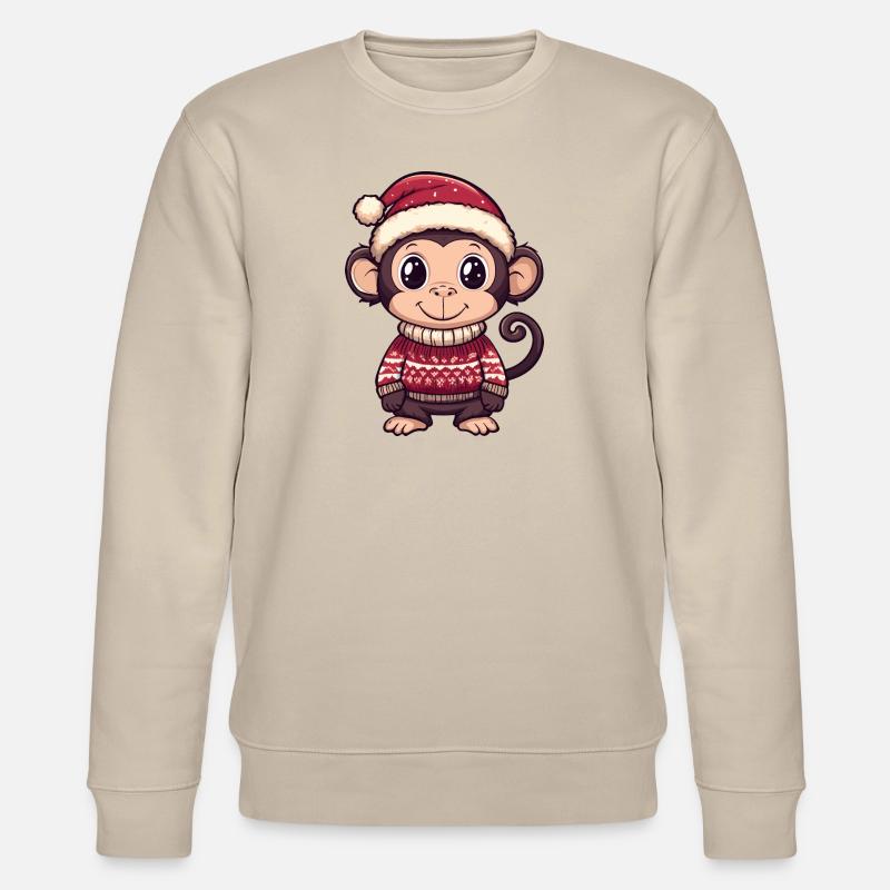 Monkey Christmas Comic - Stanley/Stella CHANGER Unisex Organic Sweatshirt - beige