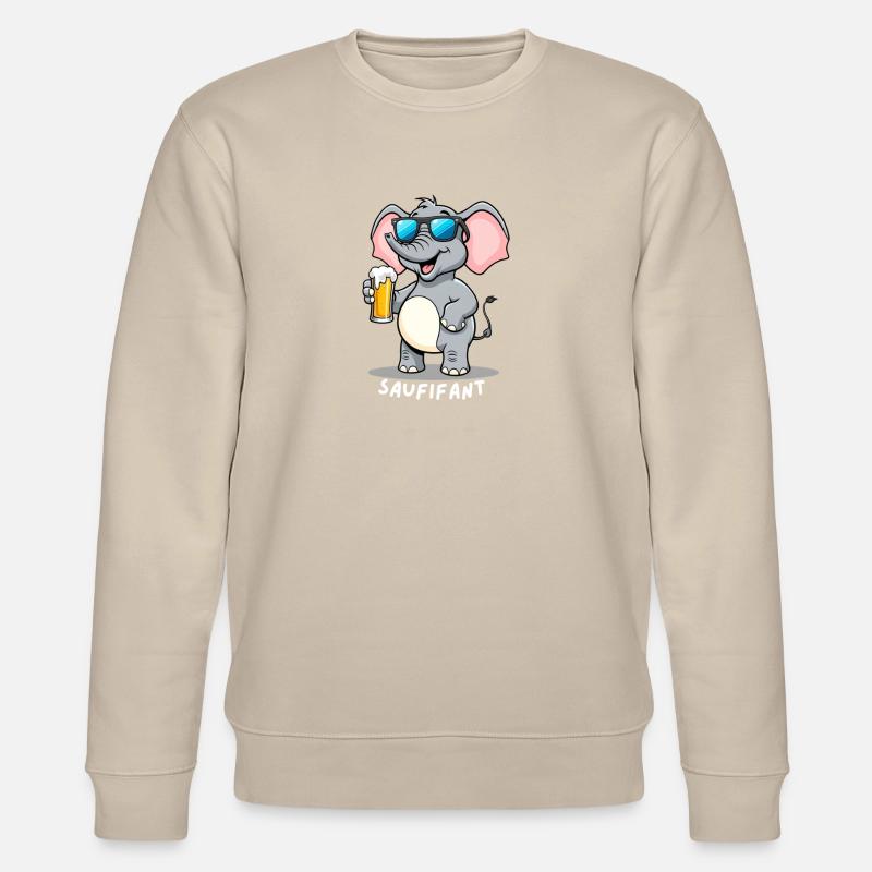 Elefant mit Bier - Stanley/Stella Unisex Bio-Sweatshirt CHANGER  - Beige