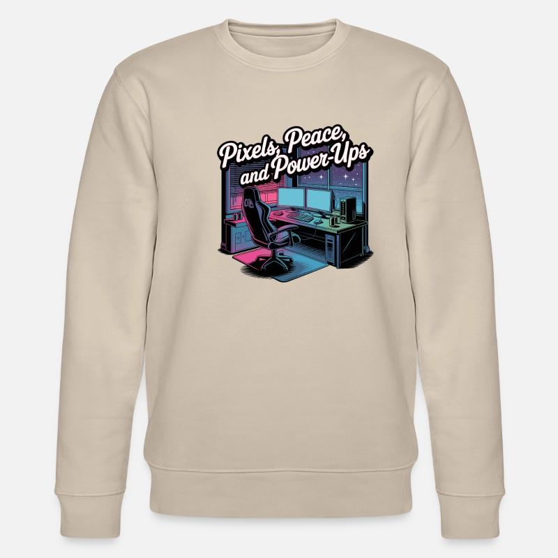 Pixels, Peace & Power-Ups – Gaming-Setup - Stanley/Stella Unisex Bio-Sweatshirt CHANGER  - Beige