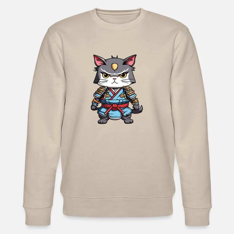 Samurai-Katze #14 - Stanley/Stella Unisex Bio-Sweatshirt CHANGER  - Beige