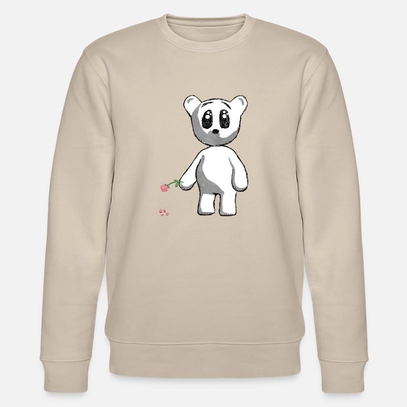 Teddy mit Rose - Stanley/Stella Unisex Bio-Sweatshirt CHANGER  - Beige