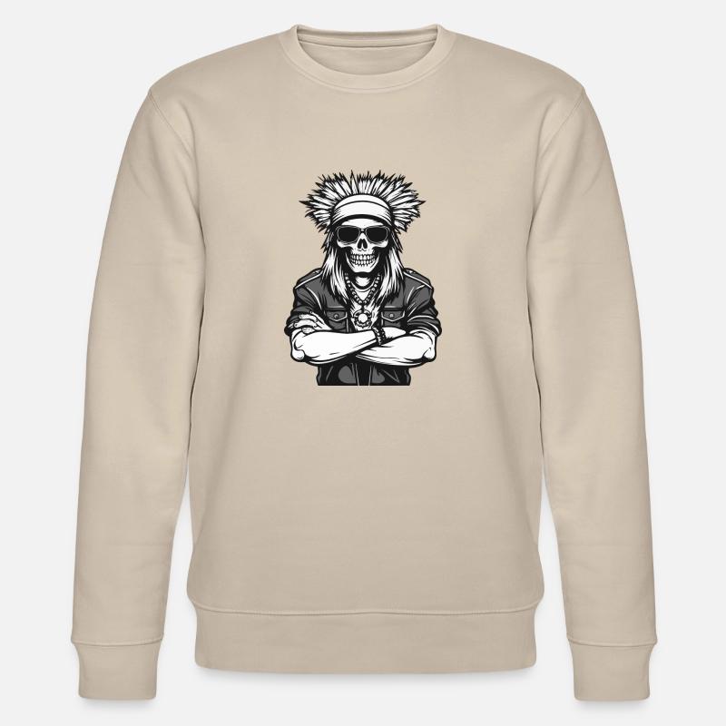 Indian Apache Skull - Stanley/Stella CHANGER Unisex Organic Sweatshirt - beige