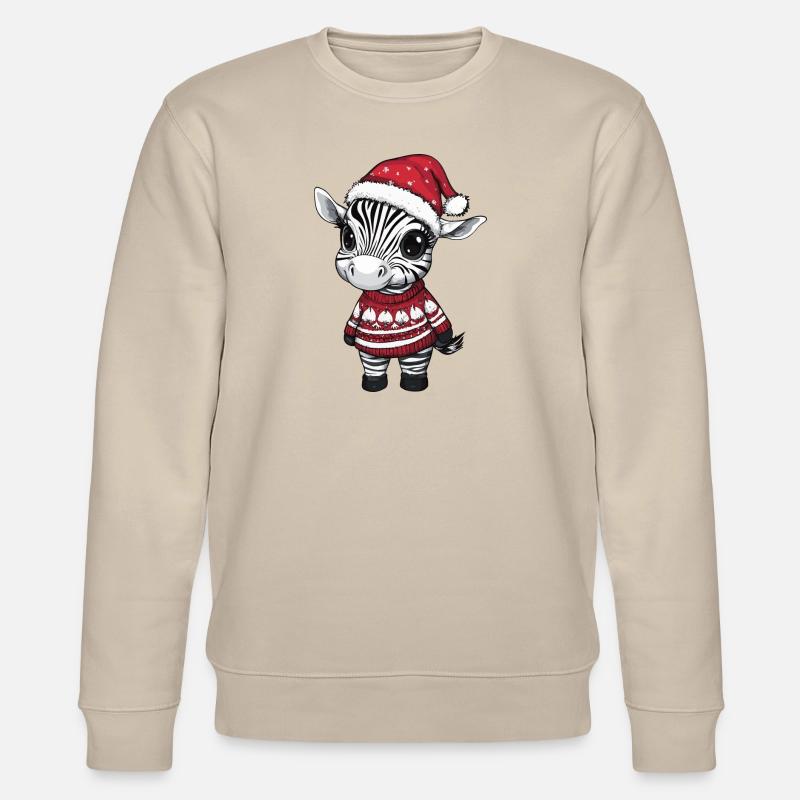 Zebra Weihnachten Comic - Stanley/Stella Unisex Bio-Sweatshirt CHANGER  - Beige