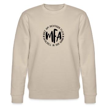Arzthelferin Herz Am Richtigen Fleck MFA - Stanley/Stella Unisex Bio-Sweatshirt CHANGER  - Beige - Vorne - Nik (191cm) & Marisol (170cm)