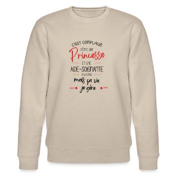 T-shirt Princesse Aide Soignante - cadeau drôle - Sweat bio CHANGER Stanley/Stella Unisexe - beige - Devant - Nik (191cm) & Marisol (170cm)