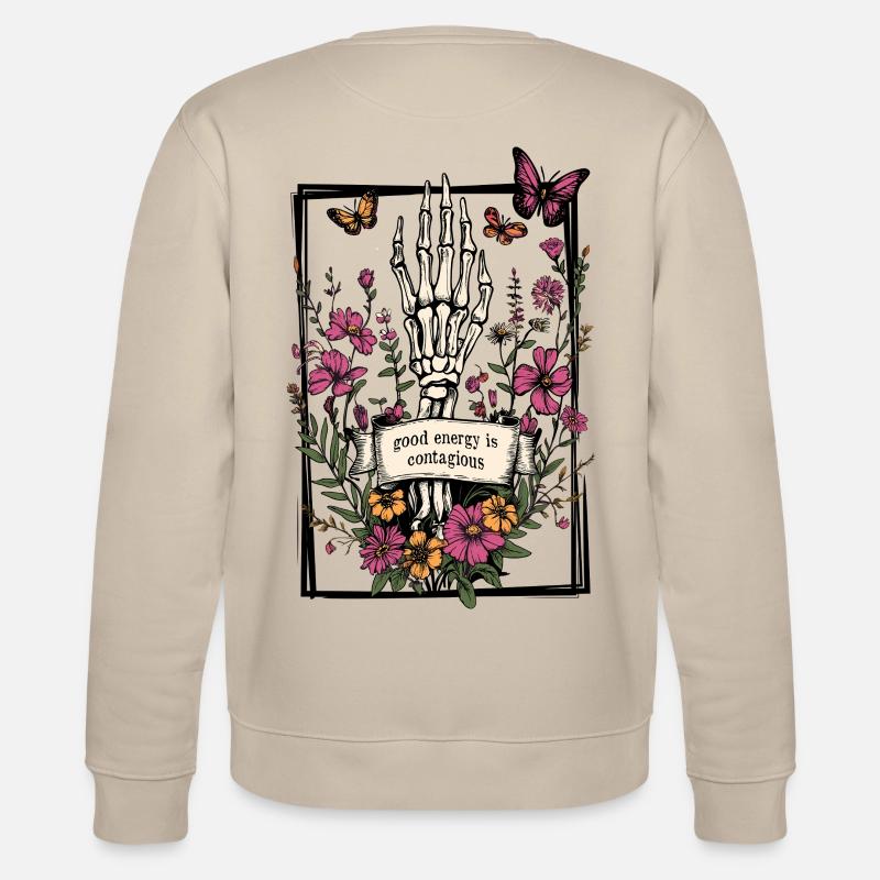 Skelett Blumen Schmetterlinge - Stanley/Stella Unisex Bio-Sweatshirt CHANGER - Beige