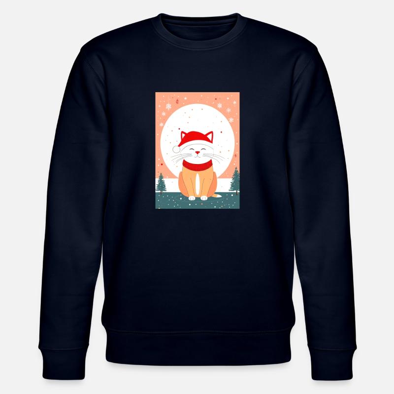 Chat mignon Noël - Sweat bio CHANGER Stanley/Stella Unisexe - marine