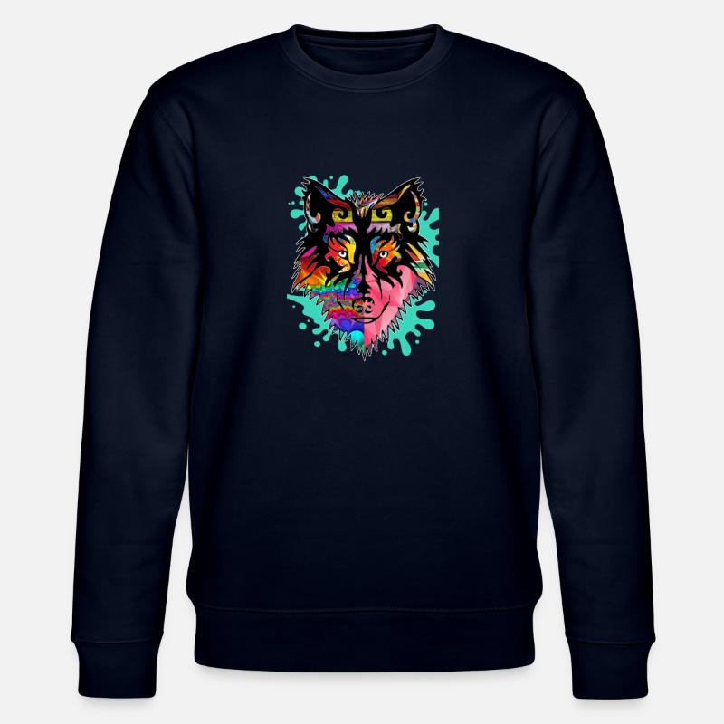 Wolf, bunt, - Stanley/Stella Unisex Bio-Sweatshirt CHANGER  - Navy