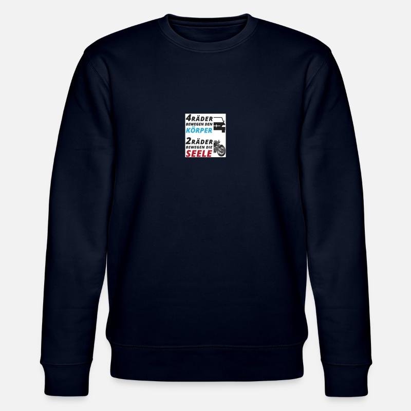 Motorradfahrer Spruch "2 Räder bewegen die Seele" - Stanley/Stella Unisex Bio-Sweatshirt CHANGER  - Navy