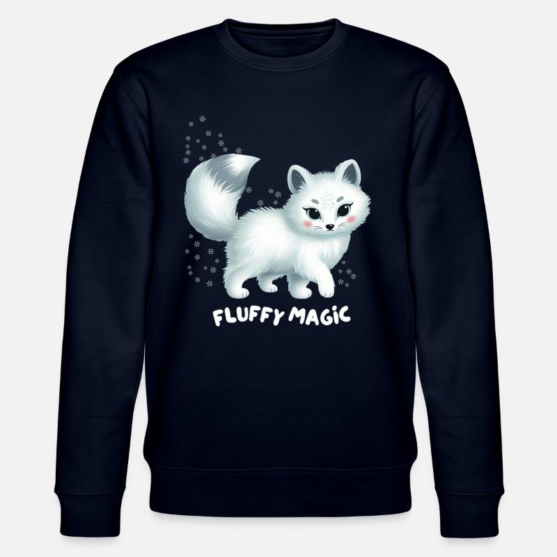 Weißer Fuchs mit flauschiger Katze - Stanley/Stella Unisex Bio-Sweatshirt CHANGER  - Navy