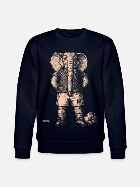 Olifant met voetbal voor donkerblauwe shirts - Stanley/Stella Uniseks bio-sweatshirt CHANGER - marine