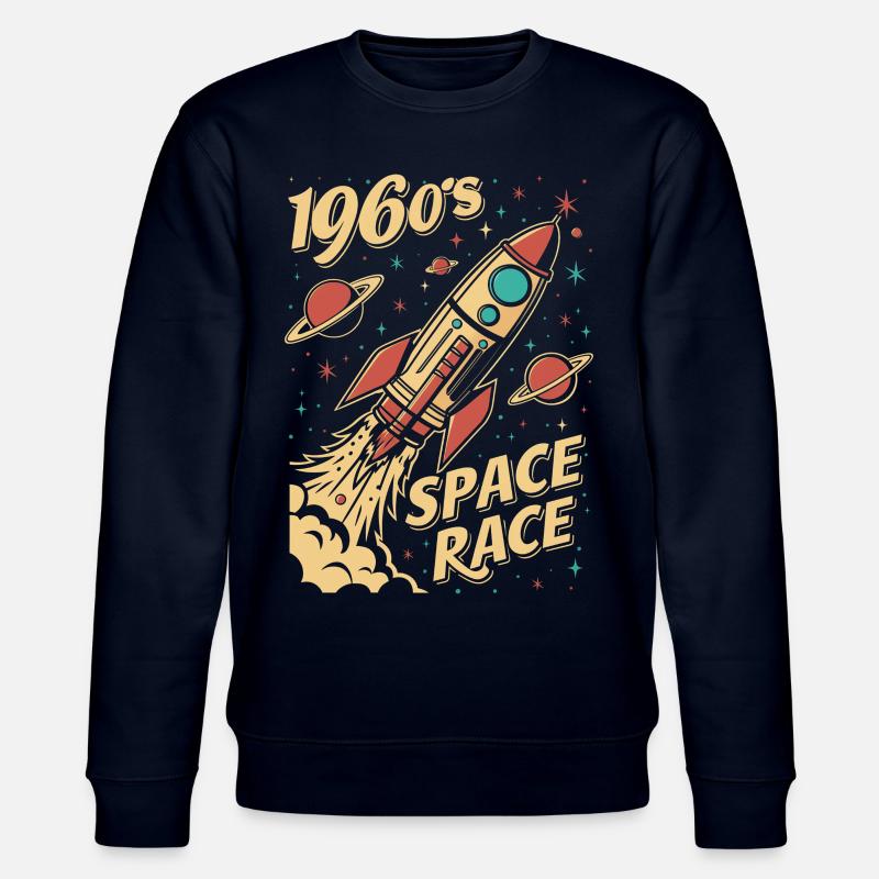 1960s Space Race Rocket - Stanley/Stella CHANGER Unisex Organic Sweatshirt - navy