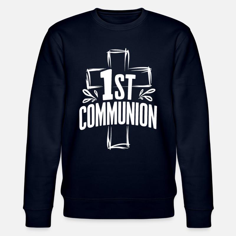 First Communion Cross Design - Stanley/Stella CHANGER Unisex Organic Sweatshirt - navy