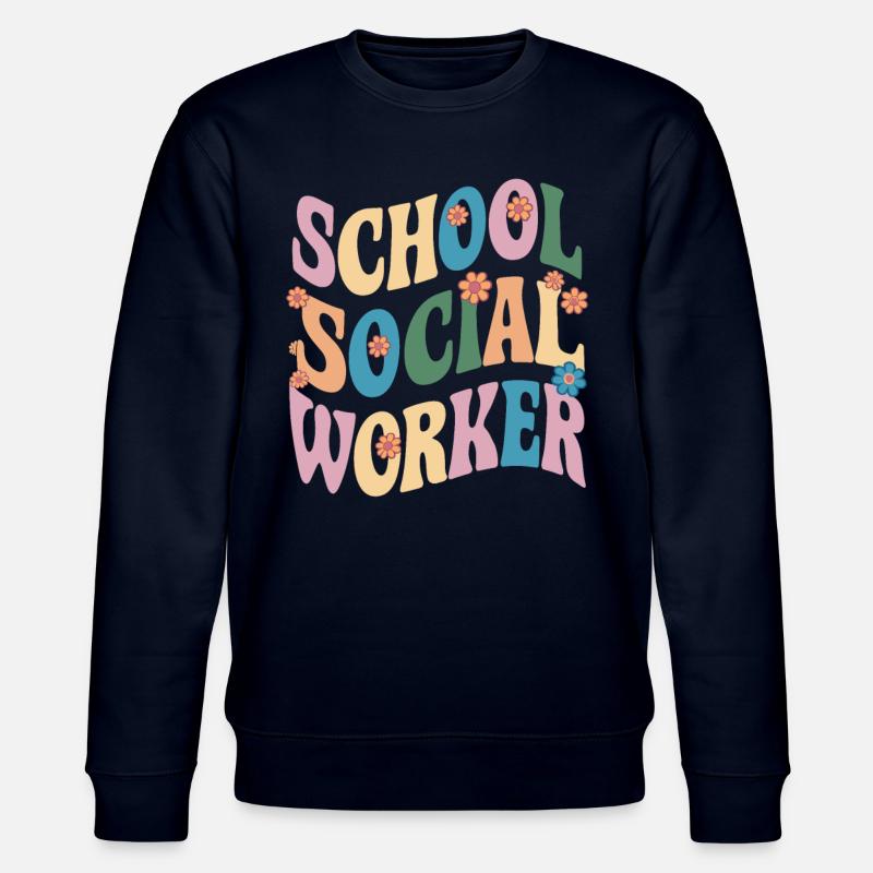 Schulsozialarbeiter Blumen Design - Stanley/Stella Unisex Bio-Sweatshirt CHANGER  - Navy