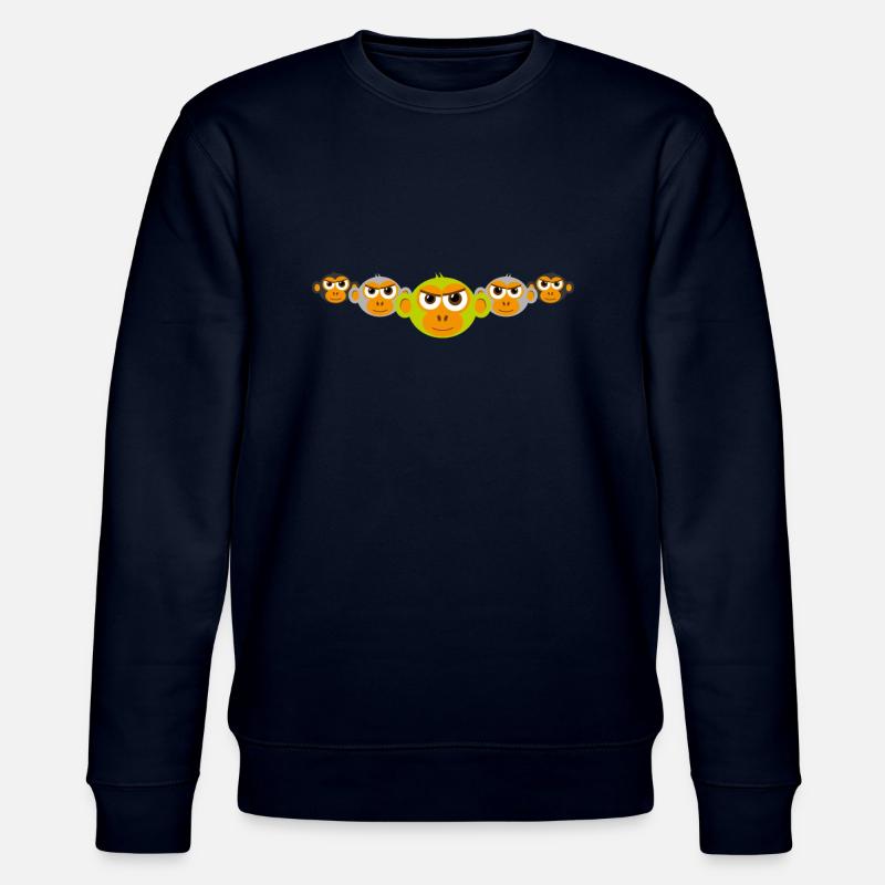 affen_smileys_grau_gruen - Stanley/Stella Unisex Bio-Sweatshirt CHANGER  - Navy