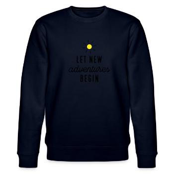 Abenteuer beziehungsweise Neuanfang - Stanley/Stella Unisex Bio-Sweatshirt CHANGER  - Navy - Vorne - Nik (191cm) & Marisol (170cm)