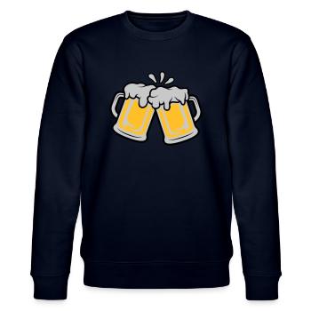 Bier Krüge anstoßen - Stanley/Stella Unisex Bio-Sweatshirt CHANGER  - Navy - Vorne - Nik (191cm) & Marisol (170cm)