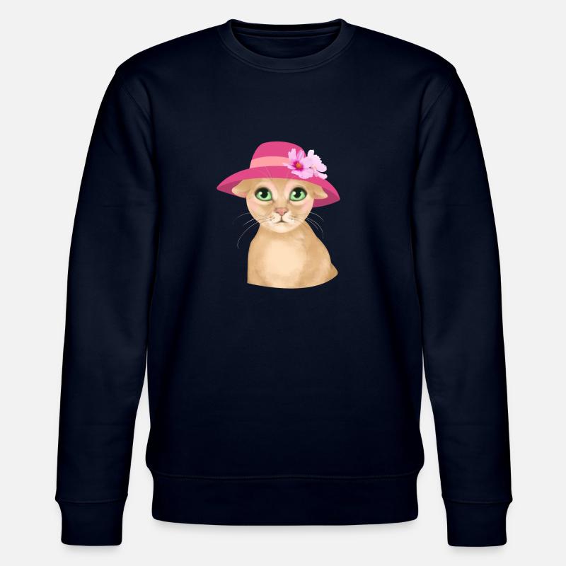 Chat avec chapeau et fleur - Sweat bio CHANGER Stanley/Stella Unisexe - marine