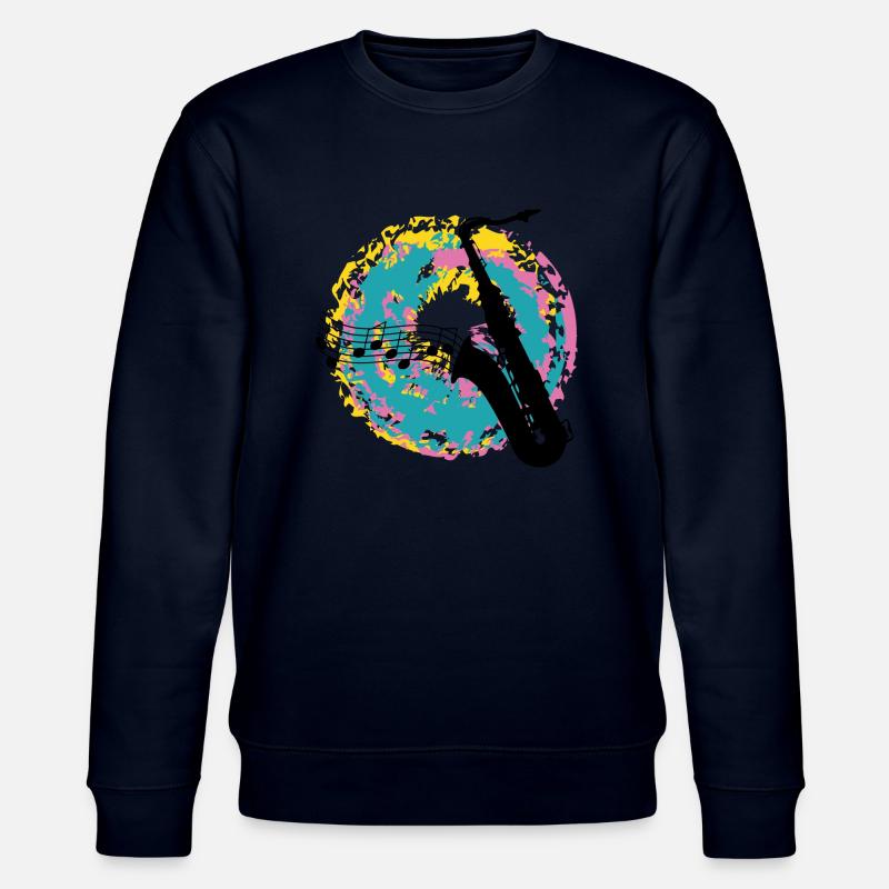 Saxofon auf Farbklecksen - Stanley/Stella Unisex Bio-Sweatshirt CHANGER  - Navy