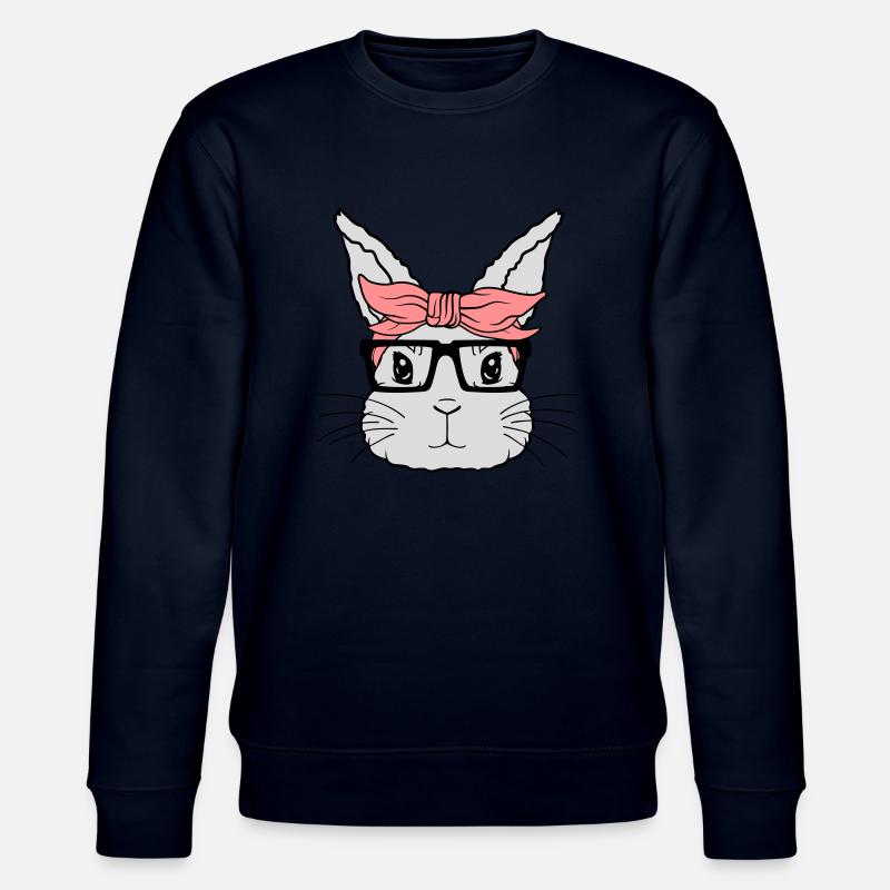 Visage de lapin nerd féminin - Sweat bio CHANGER Stanley/Stella Unisexe - marine