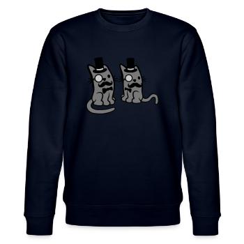 Herren 2 Katzen Freunde - Stanley/Stella Unisex Bio-Sweatshirt CHANGER  - Navy - Vorne - Nik (191cm) & Marisol (170cm)