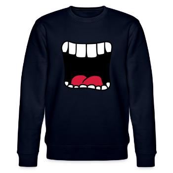 mund schreien grosses maul bruellen comic cartoon - Stanley/Stella Unisex Bio-Sweatshirt CHANGER  - Navy - Vorne - Nik (191cm) & Marisol (170cm)