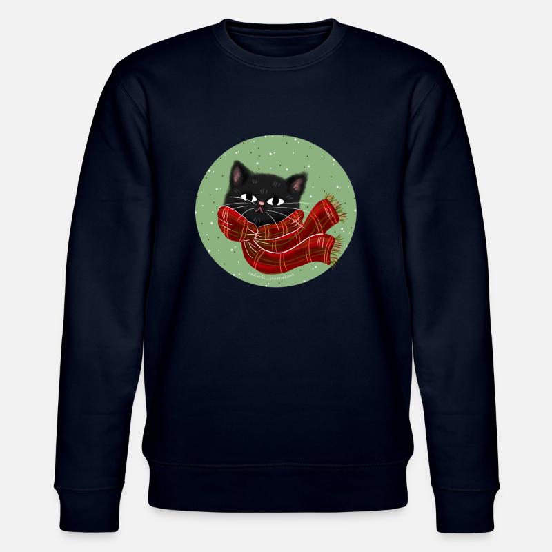 Katze mit Schal - Stanley/Stella Unisex Bio-Sweatshirt CHANGER  - Navy