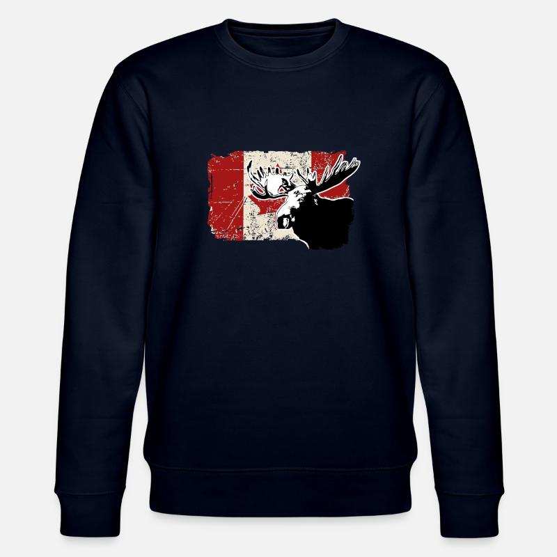Moose - Canadian Flag - Stanley/Stella Unisex Bio-Sweatshirt CHANGER - Navy