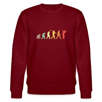 Golf Evolution Retro Geschenk für Golfer - Stanley/Stella Unisex Bio-Sweatshirt CHANGER  - Burgunderrot - Vorne - Nik (191cm) & Marisol (170cm)
