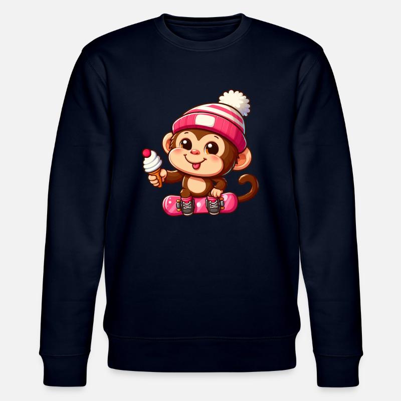 Schimpanse Snowboarder Winter Action - Stanley/Stella Unisex Bio-Sweatshirt CHANGER - Navy