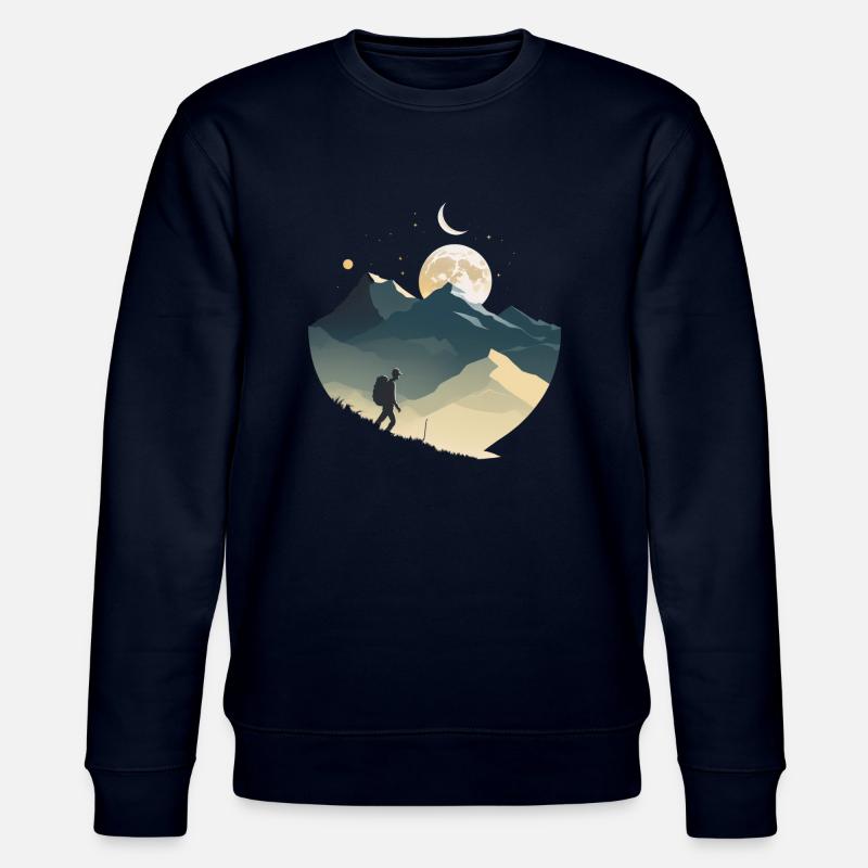 Backpackers in the mountains, moonlight - Stanley/Stella CHANGER Unisex Organic Sweatshirt - navy
