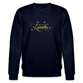 Früher war mehr Lametta Weihnachtsbaum Christmas - Stanley/Stella Unisex Bio-Sweatshirt CHANGER  - Navy - Vorne - Nik (191cm) & Marisol (170cm)