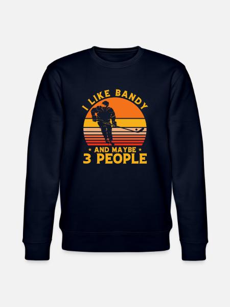 Jag gillar Bandy och kanske 3 Personer - Ekologisk sweatshirt CHANGER unisex från Stanley/Stella - marinblått