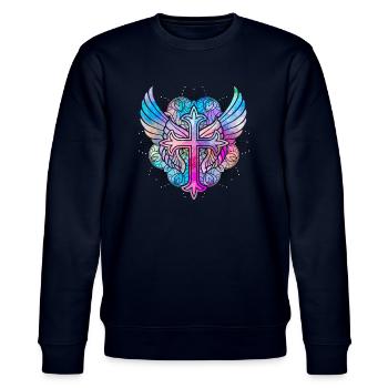 Christentum Kreuz - Stanley/Stella Unisex Bio-Sweatshirt CHANGER  - Navy - Vorne - Nik (191cm) & Marisol (170cm)