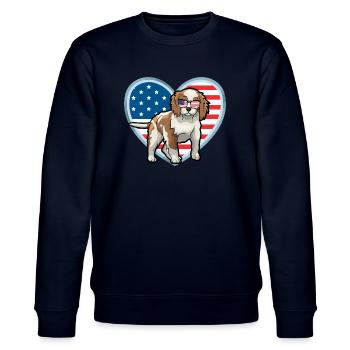 Cavalier King Charles Spaniel - Stanley/Stella Unisex Bio-Sweatshirt CHANGER  - Navy - Vorne - Nik (191cm) & Marisol (170cm)
