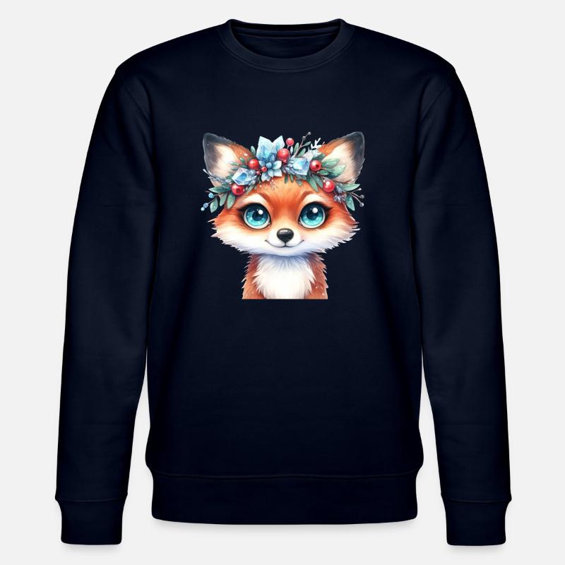 Winter Fuchs mit Eiskristallkrone - Stanley/Stella Unisex Bio-Sweatshirt CHANGER  - Navy