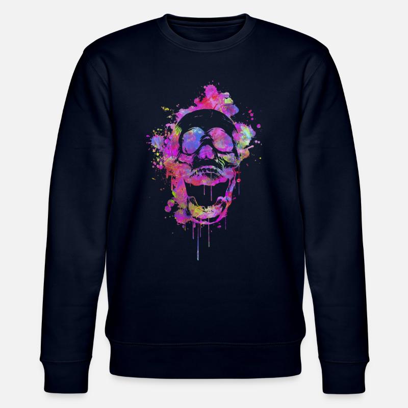 Trendy Abstrakt Totenschädel / Skull - Stanley/Stella Unisex Bio-Sweatshirt CHANGER  - Navy