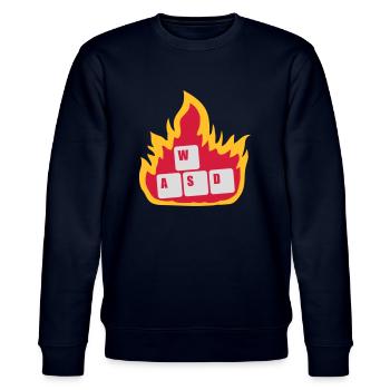 Nerd Computer WASD Tastatur - Stanley/Stella Unisex Bio-Sweatshirt CHANGER  - Navy - Vorne - Nik (191cm) & Marisol (170cm)